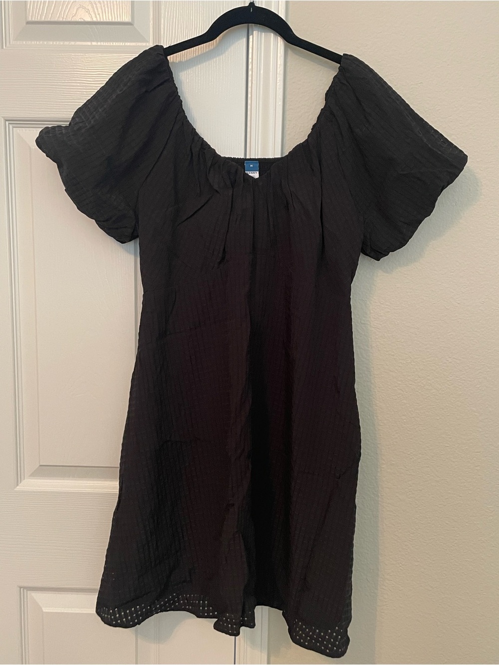 Old Navy Black Mini Dress with Puff Sleeves